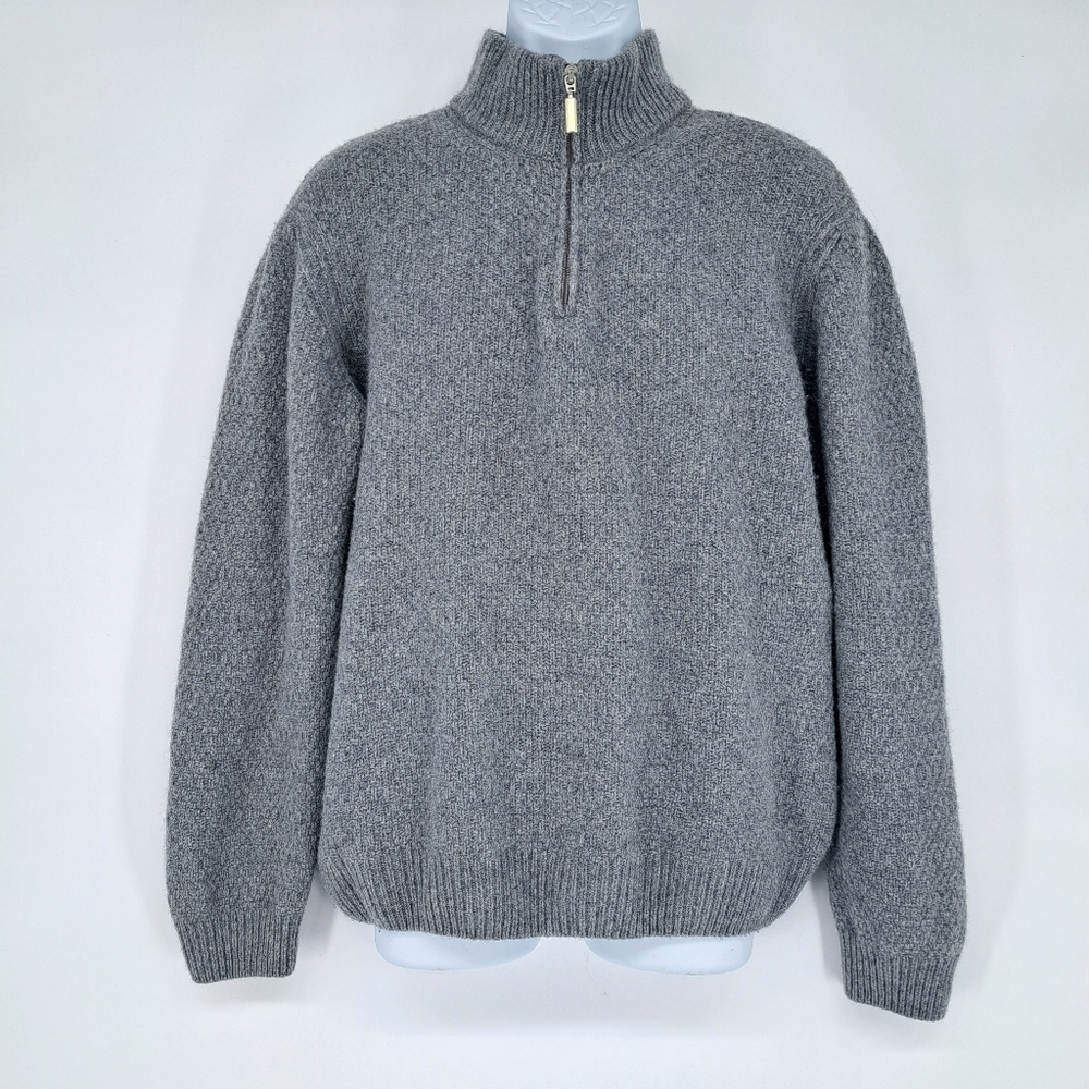 Gianetti Wool Nylon Blend Quarter Zip Pop Over‎ Sweater Made in Italy Size XL